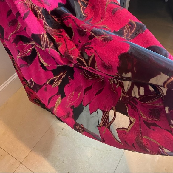 Calvin Klein Sleeveless Halter Ballgown Hibiscus Pink Floral Size 10 - Picture 8 of 12